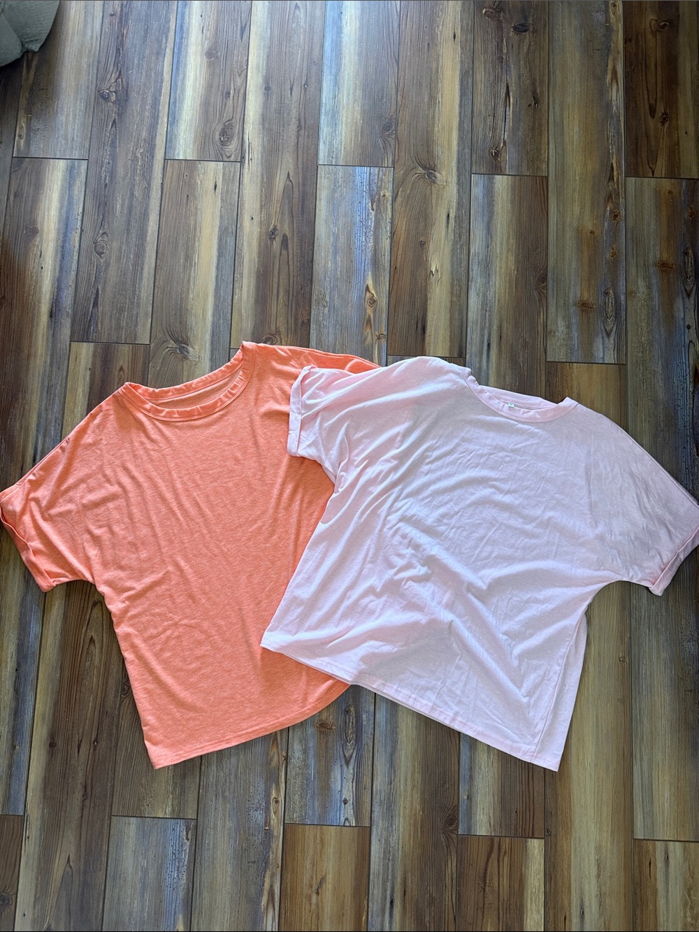 Amazon Short-Sleeve Tees — Coral and Light Pink